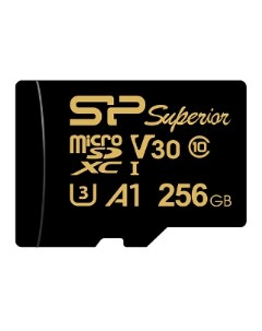 Карта памяти MicroSDXC 256GB Superior Golden A1 Class 10 UHS I U3 A1 100 80 Mb s SD адаптер Silicon power