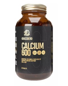 Биологически активная добавка к пище Calcium 600 D3 Zn с витамином K1 60 таблеток Grassberg