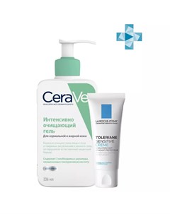 Набор Очищающий гель для нормальной и жирной кожи 236 мл Toleriane Sensitive Легкий крем для нормаль Cerave