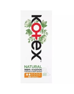 Ежедневные прокладки Natural нормал 40 шт Kotex