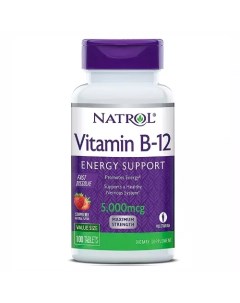 Витамин B 12 быстрорастворимый со вкусом клубники 5000 мкг 100 таблеток Natrol