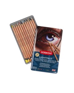 Набор карандашей цветных на масляной основе Lightfast 12 шт в метал кор Derwent