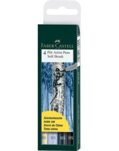 Набор ручек капиллярных Faber Castell Pitt Artist Pen Soft Brush 4 шт оттенки серого в пласт уп Faber–сastell