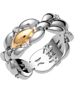 Кольцо с 8 топазами из серебра и золота Эстет