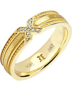 Кольцо с 9 бриллиантами из жёлтого золота Эстет