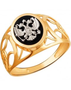 Кольцо с 1 ониксом из комбинированного золота Эстет