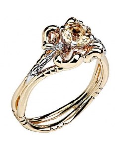 Кольцо с гелиодором и бриллиантами из комбинированного золота Эстет