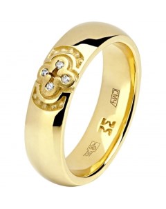 Кольцо с 4 бриллиантами из жёлтого золота Эстет