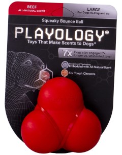 Жевательный тройной мяч SQUEAKY BOUNCE BALL для собак средних и крупных пород с пищалкой и с аромато Playology