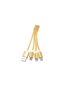 Дата кабель USB A 2 0 USB Type C USB B micro Lightning 0 2м золотой Atom