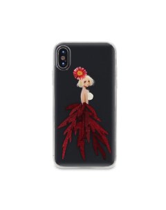 Чехол накладка Flower Case для Apple iPhone X XS фея бордовые цветы Dyp