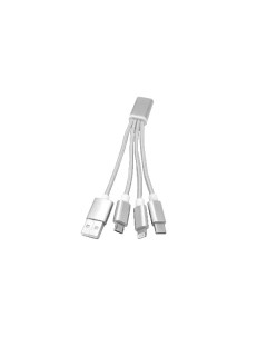 Дата кабель USB A 2 0 USB Type C USB B micro Lightning 0 2м серебрянный Atom
