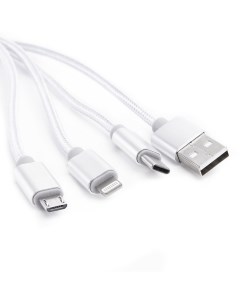 Дата кабель USB A 2 0 USB Type C USB B micro Lightning 1m silver Atom