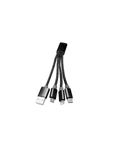 Дата кабель USB A 2 0 USB Type C USB B micro Lightning 0 2м черный Atom