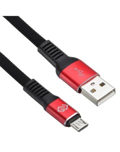 Кабель USB A m micro USB B m 0 15м черный красный плоский Digma