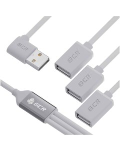 Хаб USB GCR Hub 2 0 на 3 порта 0 35m гибкий белый GCR 53355 Greenconnect