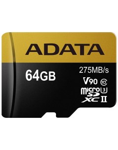 Карта памяти microSD 64GB Premier ONE microSDXC Class 10 UHS II U3 V90 275MB s SD адаптер Adata