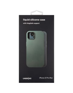 Чехол накладка liquid silicone case MagSafe support для iPhone 13 Pro Max зеленая Unbroke