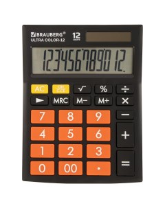 Калькулятор настольный ULTRA COLOR 12 BKRG 192x143 мм 12 разрядов двойное питание ЧЕРНО ОРАНЖЕВЫЙ 25 Brauberg