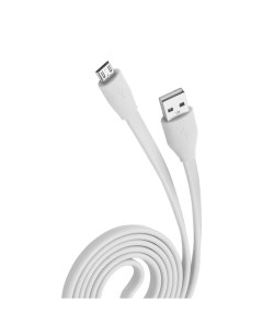 Кабель USB 2 0 microUSB 1м 2 1A белый плоский Olmio