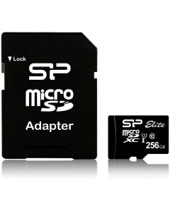 Карта памяти micro SDXC 256Gb Elite Class 10 UHS I U1 ADP 85 15 Mb s Silicon power
