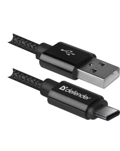 Кабель USB09 03T PRO USB2 0 Черный AM Type C 1m 2 1A 87814 Defender