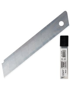 Лезвия для ножей 18 мм КОМПЛЕКТ 10 ШТ толщина лезвия 0 38 мм в пластиковом пенале 235466 20 шт Staff