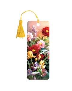 Закладка для книг 3D объемная Цветы с декоративным шнурком завязкой 125777 12 шт Brauberg