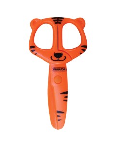 Ножницы Тигренок 120 мм с безопасными пластиковыми лезвиями оранжевые картонная упаковка с европодве Пифагор