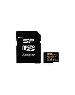 Карта памяти Superior Golden A1 MicroSDXC 64Gb Class 10 SP064GBSTXDV3V1GSP адаптером SD Silicon power