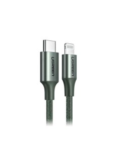 Кабель US304 80564 USB C to Lightning M M Cable Aluminum Shell Braided 1м темно зеленый Ugreen