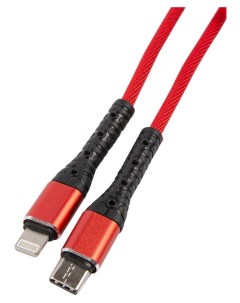 Дата кабель USB Lightning 3А тканевая оплетка красный УТ000024539 Mobility