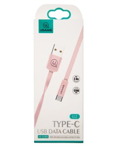 Дата Кабель U2 USB Type C плоский розовый SJ200TC05 Usams