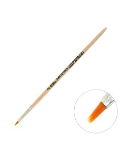 Кисть синтетика плоская 2 ширина обоймы 2 мм длина волоса 6 мм деревянная ручка Calligrata