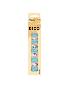 Набор накладных ногтей с клеевыми стикерами FANTASY blue butterflies 24 шт клеевые стикеры 24 шт Deco