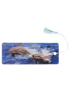 Закладка для книг с линейкой 3D объемная Дельфины с декоративным шнурком 128094 12 шт Brauberg