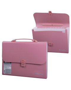 Портфель пластиковый А4 327х254х30 мм 13 отделений индексные ярлыки розовый 221441 Brauberg
