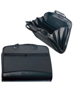 Портфель папка пластиковая А4 375х305х60 мм бизнес класс 4 отделения 2 кармана на молнии черный 2251 Brauberg