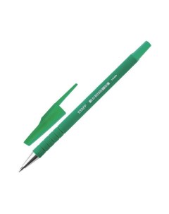 Ручка шариковая ЗЕЛЕНАЯ корпус прорезиненный зеленый узел 0 7 мм линия письма 0 35 мм BP193 50 шт Staff