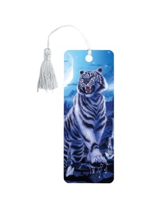 Закладка для книг 3D объемная Белый тигр с декоративным шнурком завязкой 125754 12 шт Brauberg