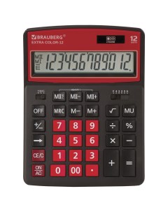 Калькулятор настольный EXTRA COLOR 12 BKWR 206x155 мм 12 разрядов двойное питание ЧЕРНО МАЛИНОВЫЙ 25 Brauberg