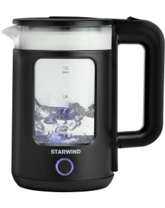 Чайник электрический SKG1053 1 7л 1800Вт черный корпус стекло Starwind