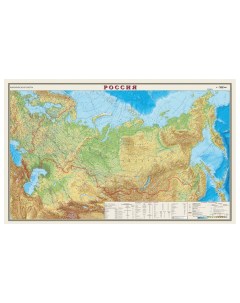 Карта настенная Россия Физическая карта М 1 7 млн размер 122х79 см ламинированная тубус 43 Dmb
