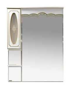 Зеркало шкаф Монако 90 L с подветкой белая патина Misty