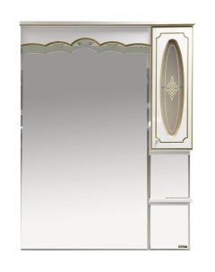 Зеркало шкаф Монако 90 R с подветкой белая патина Misty