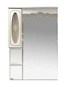 Зеркало шкаф Монако 80 L с подветкой белая патина Misty