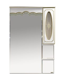 Зеркало шкаф Монако 80 R с подветкой белая патина Misty