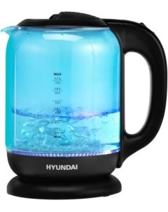 Чайник электрический HYK G2806 2200 Вт чёрный голубой 1 8 л пластик стекло Hyundai