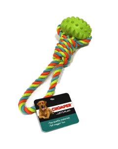 Игрушка для собак Тяни толкай мяч овальный с петлей из каната Chomper
