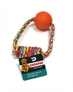 Игрушка для собак Тяни-толкай мяч с ручкой из каната Chomper